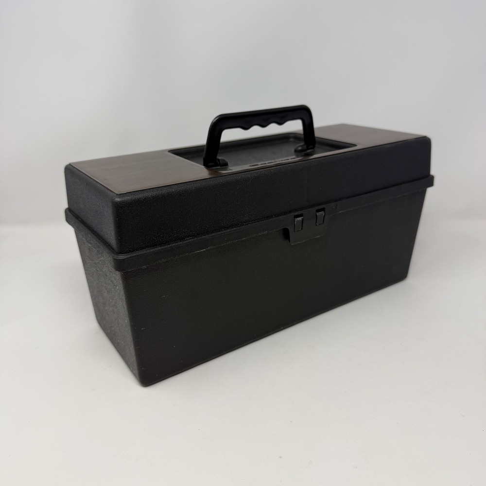 Vintage 1976 Service Mfg 8 Track Cassette Tape Storage Case Black Wood Grain USA